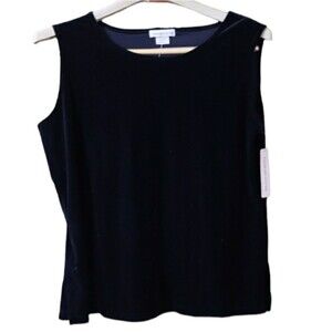 Notations Vintage Black Sleeveless Velour Y2K Top NWT Size Large Chic